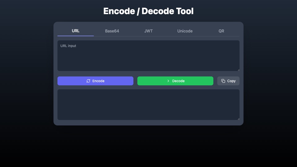 複数の形式を切り替えられるEncode / Decode Toolの画面